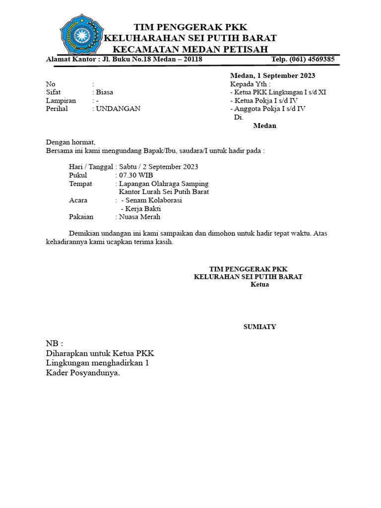 Surat Undangan PKK | PDF