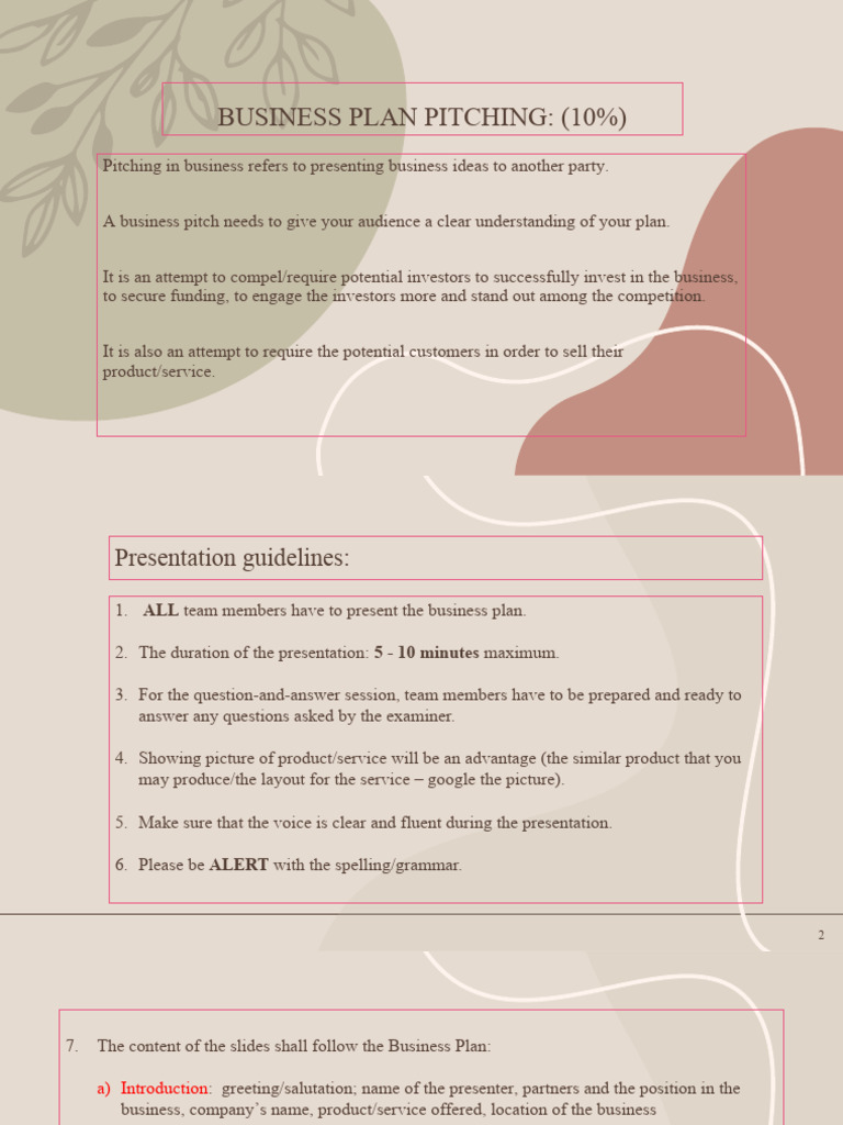 Business Plan Pitching Guide | PDF | Marketing | Marketing Strategy