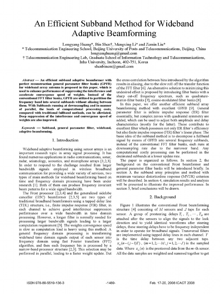Efficient Subband Beamforming Method | PDF | Filter (Signal Processing ...