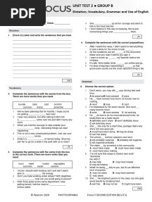 Focus5 2E Unit Test Unit2 Dictation Vocabulary Grammar UoE GroupB