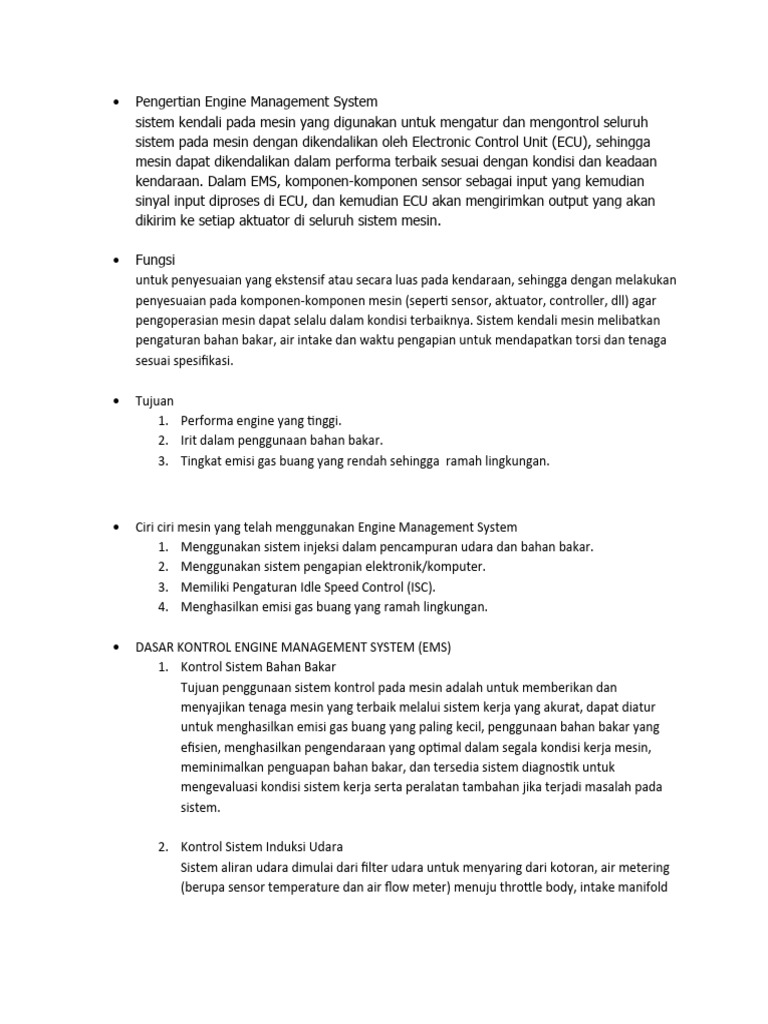 Pengertian Engine Management System | PDF