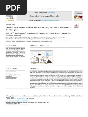 Fluorine mass balance analysis and per- and polyfluoroalkyl substances in the atmosphere