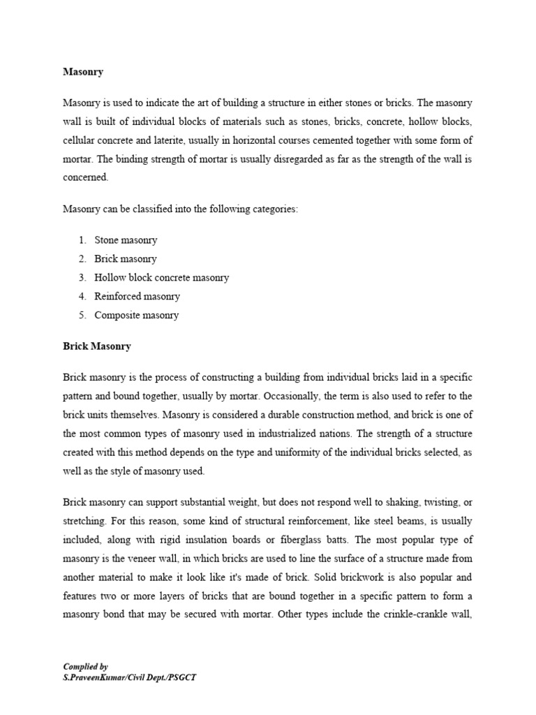 Brick Masonry Pdf Masonry Brick