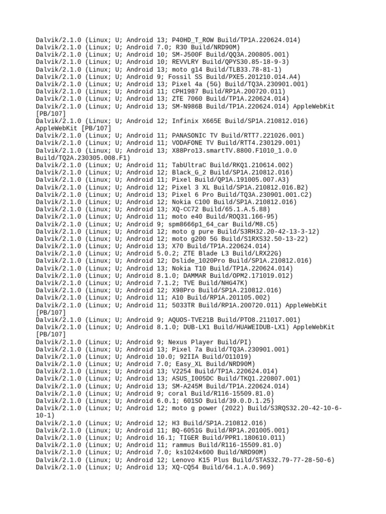 Dalvik Versions Across Android Builds | PDF | Android (Operating System ...