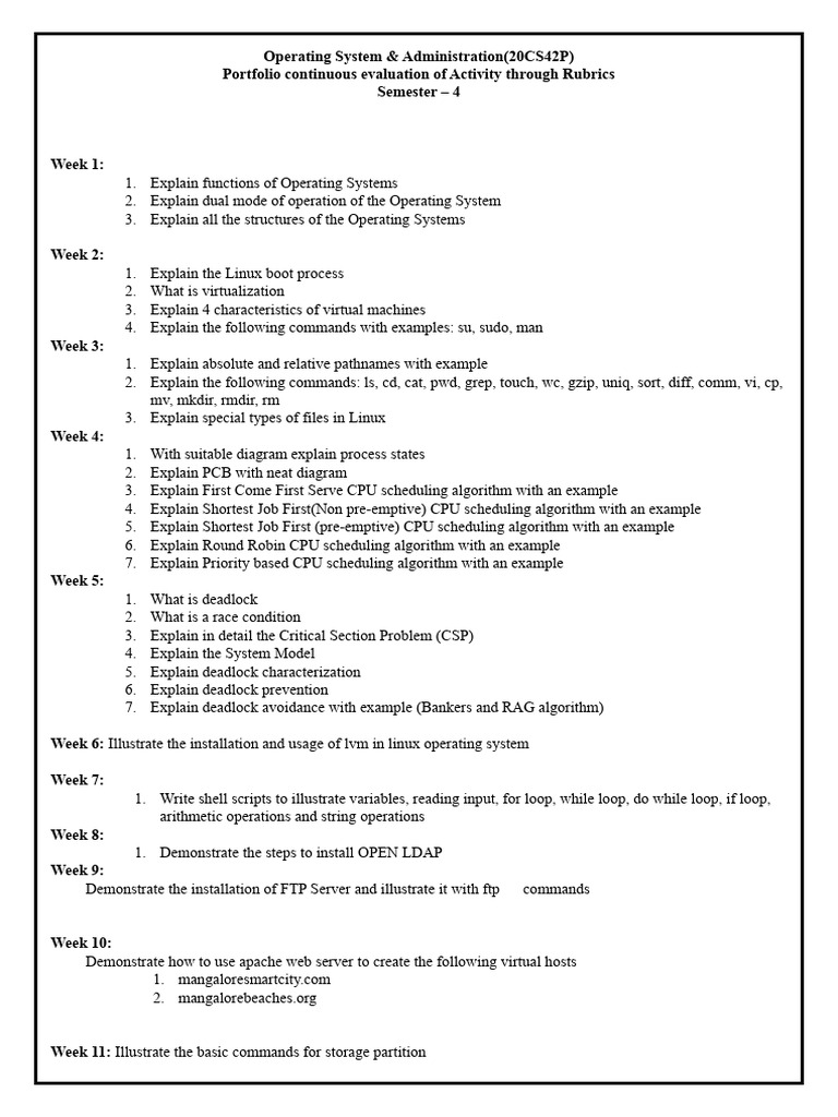 Weekly activities pdf operating system scheduling computing 