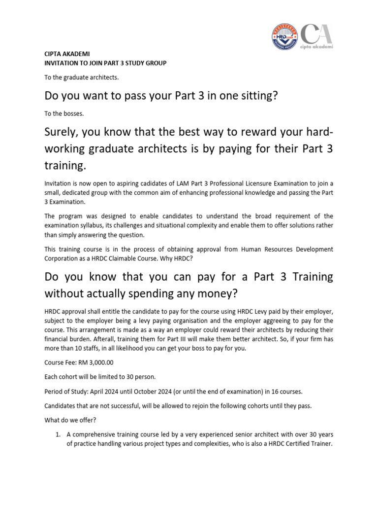 PART 3 COURSE CAMPAIGN 01 | PDF | Employment | Architect