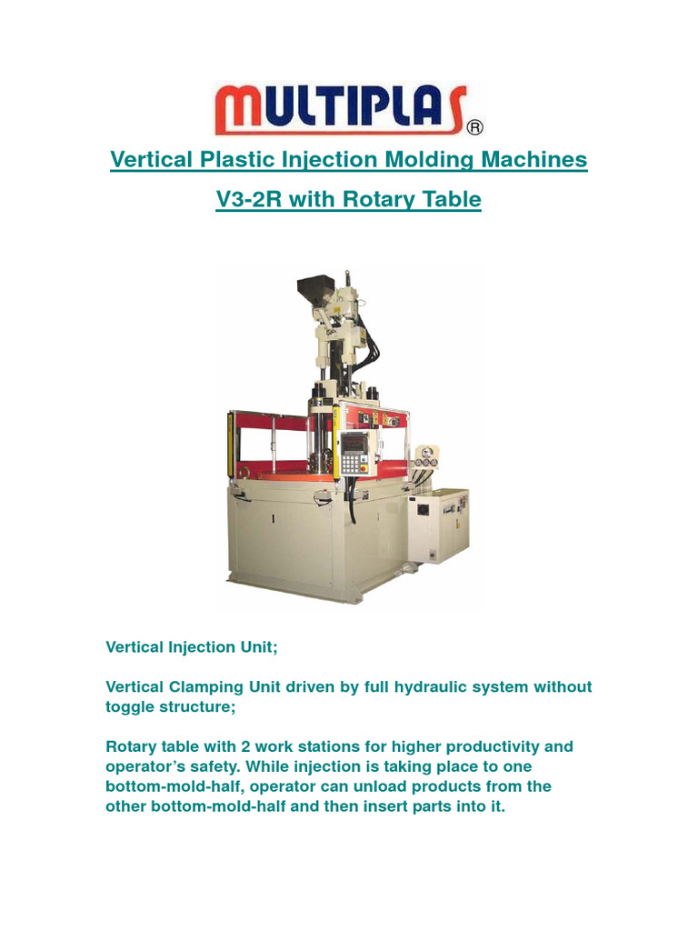 Vertical Injection Molding Machine Specs | PDF | Industrial Processes ...