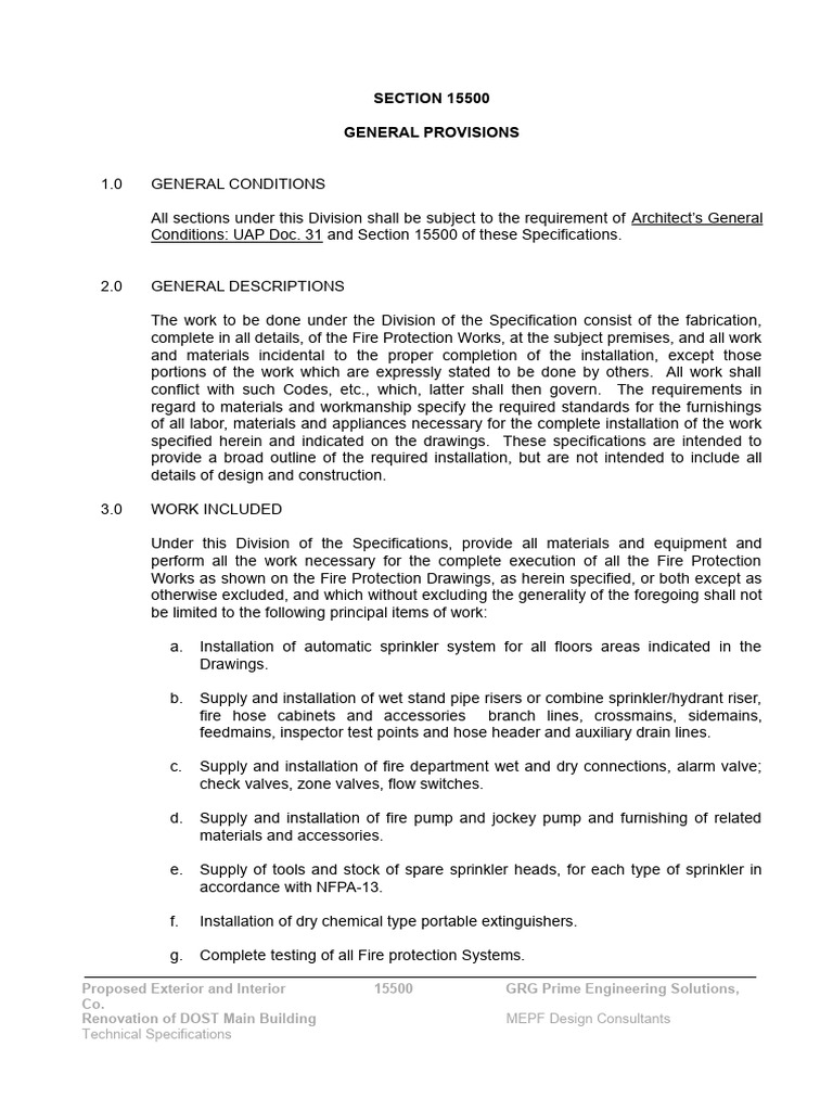 Section 15500 - Fire Protection System (General Provisions) | PDF ...