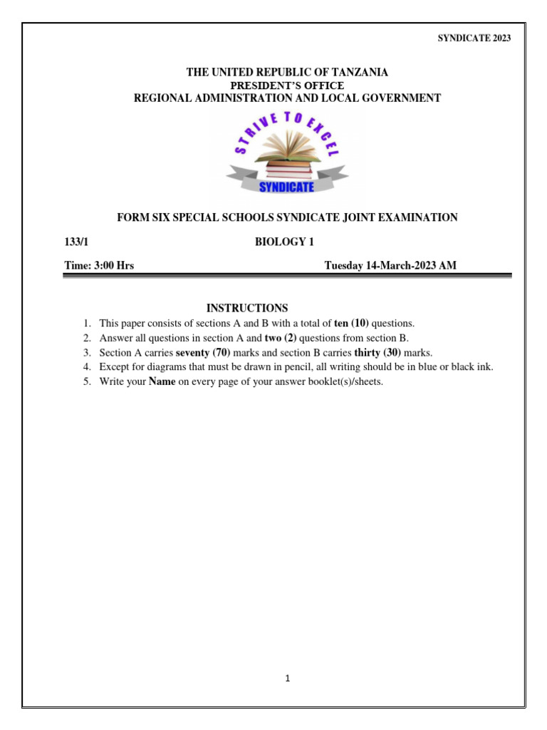 Biology 1 Exam | PDF | Cell (Biology) | Photosynthesis
