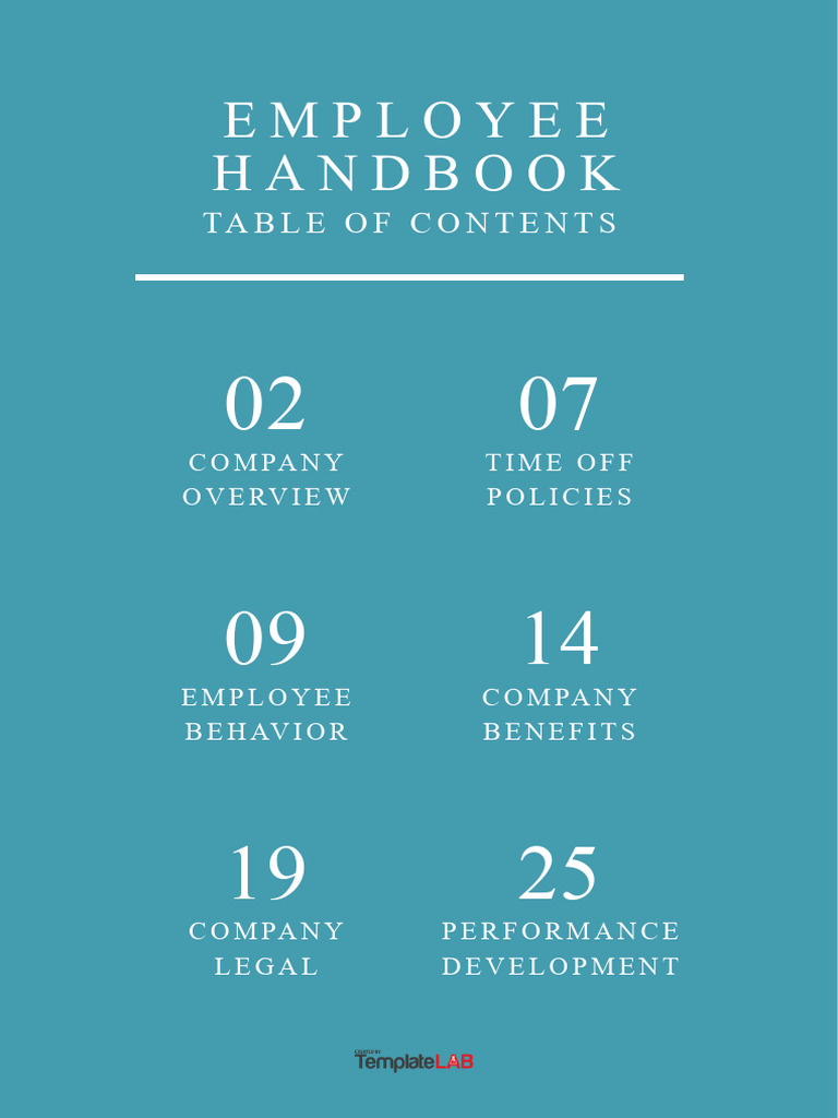 Employee Handbook Table of Contents Template | PDF