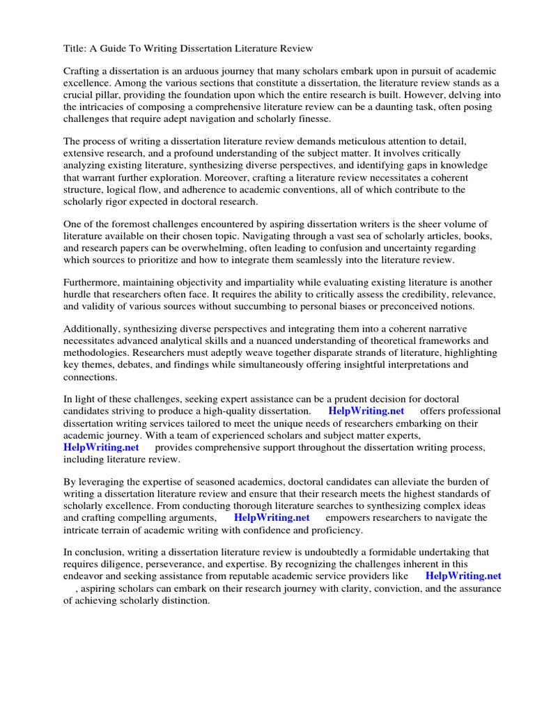 A Guide To Writing Dissertation Literature Review | PDF | Thesis ...