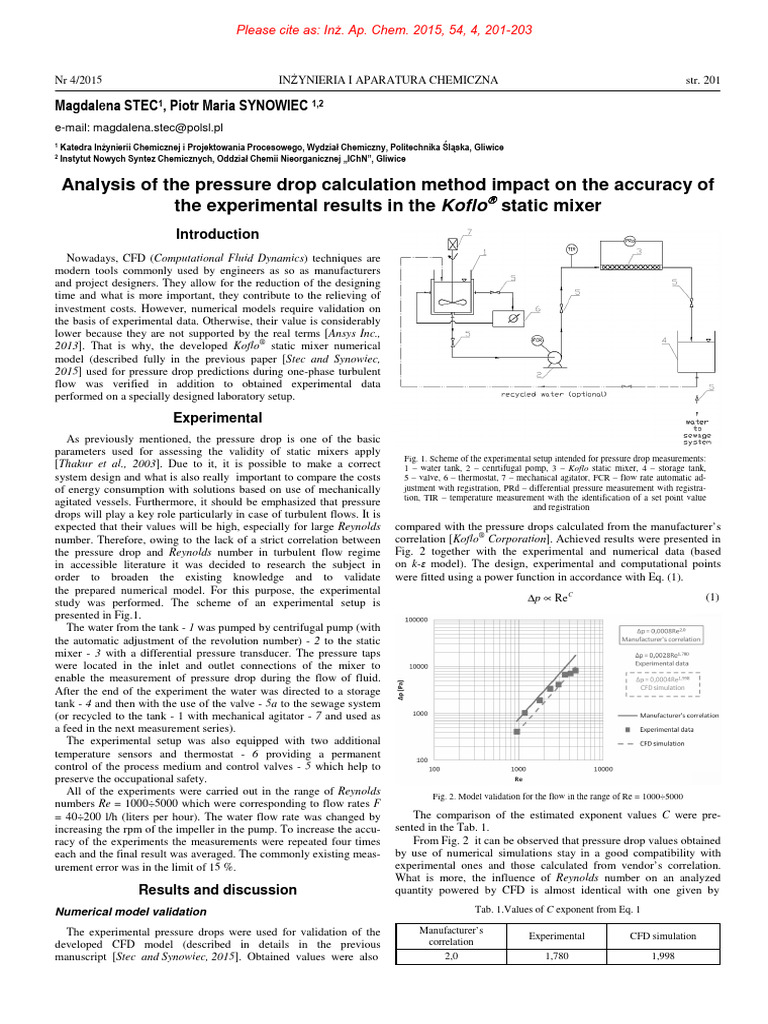 Analysis of The Pressure Drop Calcu | PDF | Fluid Dynamics | Reynolds ...