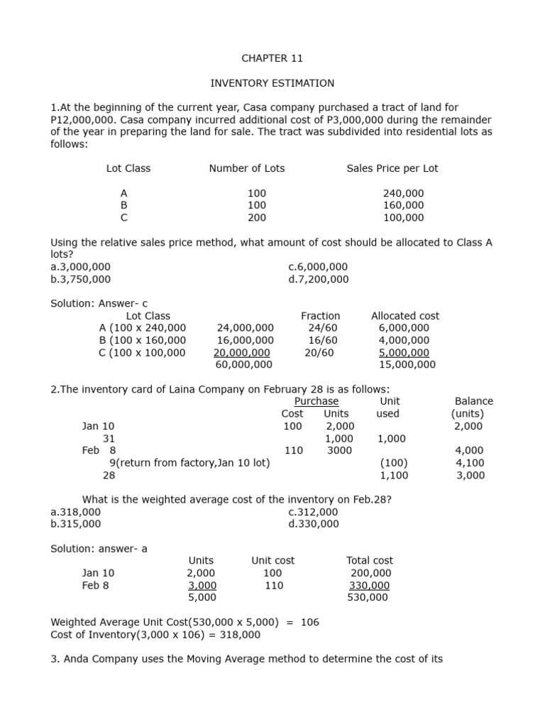 Inventory Estimation and Cost Allocation Guide | PDF | Fair Value ...