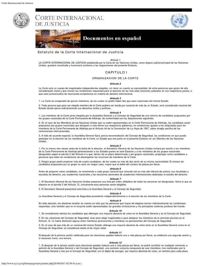 Estatuto Corte Internacional de Justicia United