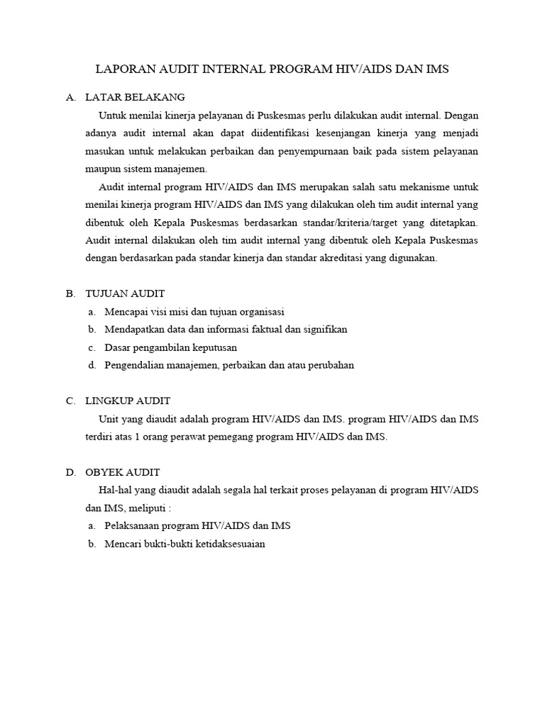 Laporan Audit Internal Hiv, Aids | PDF