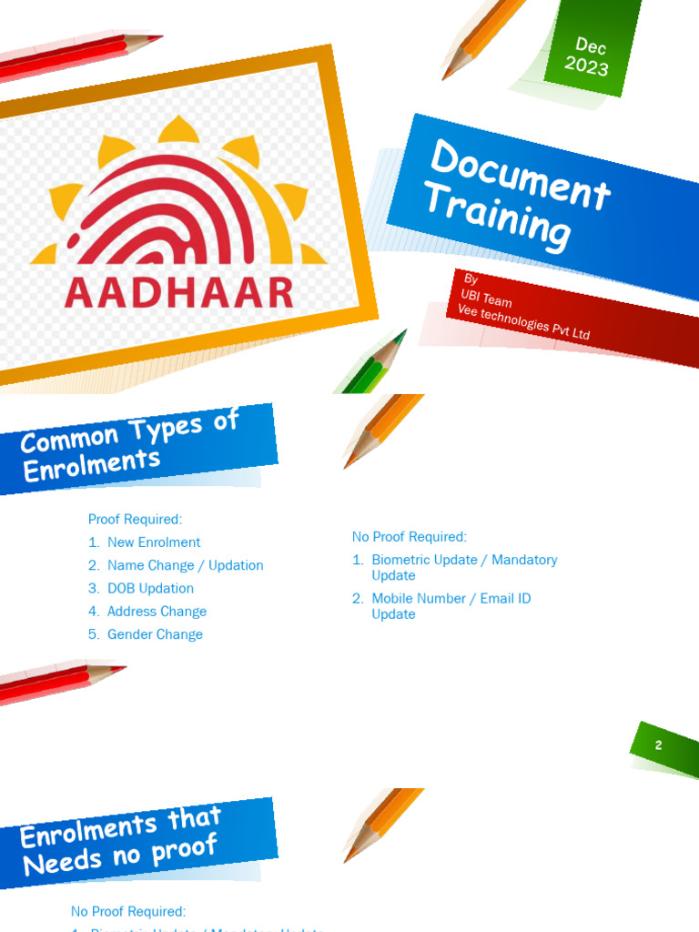 Aadhar Enrollment and Update Guidelines | PDF | Identity Document ...