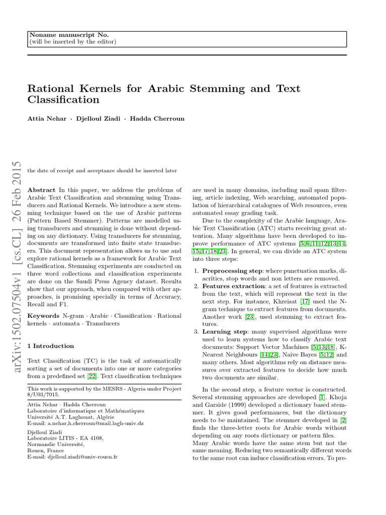 2015 - Rational Kernels For Arabic Stemming and Text Classification ...