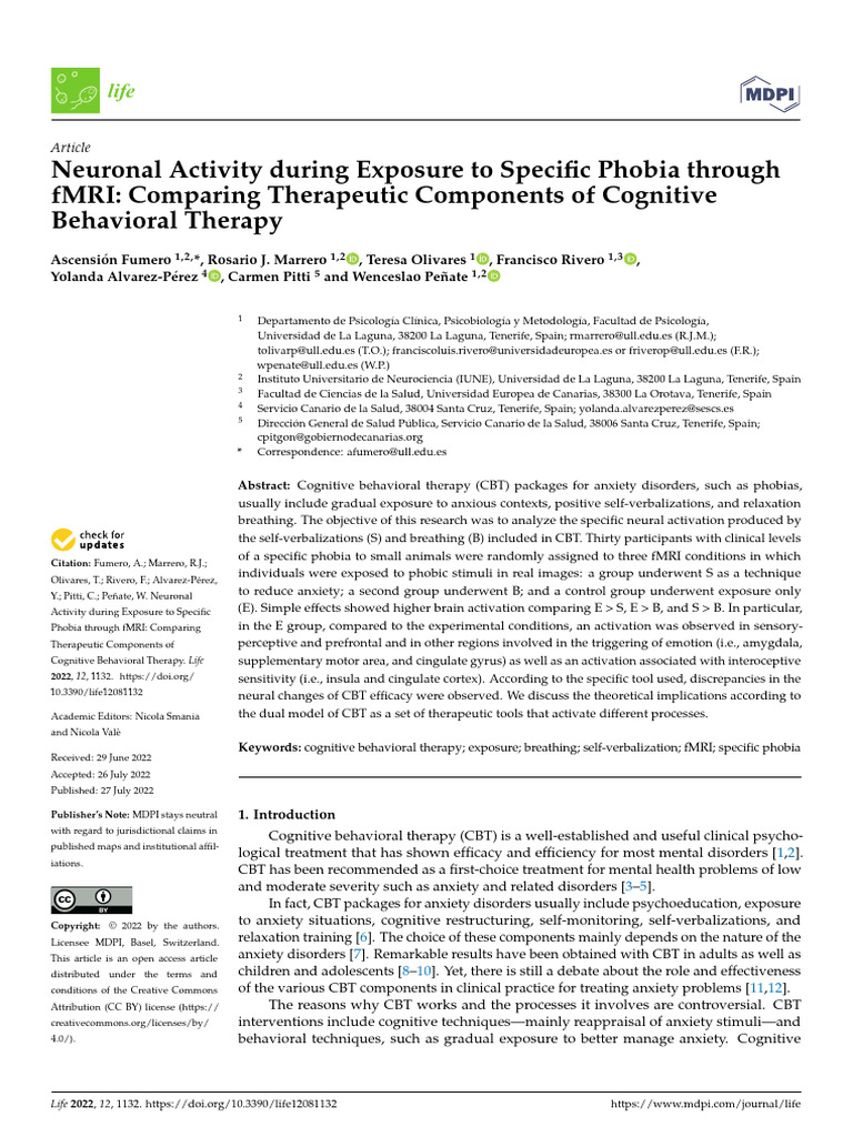 Neuronal Activity During Exposure - Fumero | PDF | Cognitive Behavioral ...