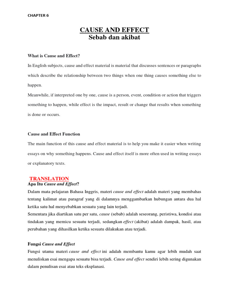 Chapter 6 Cause and Effect | PDF