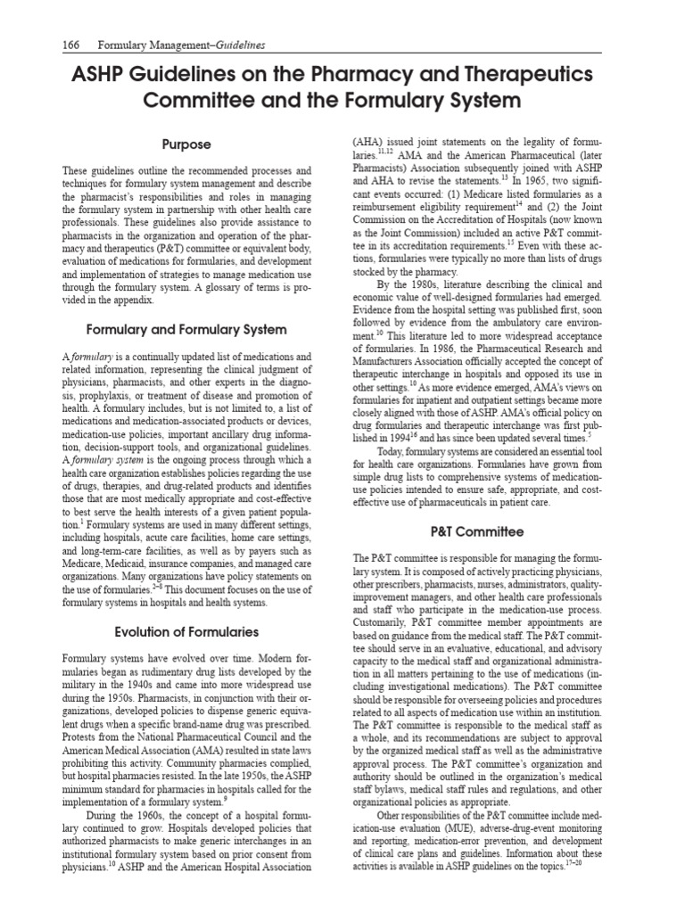 ASHP guidelines on P&T committee | PDF | Evidence Based Medicine | Pharmacy