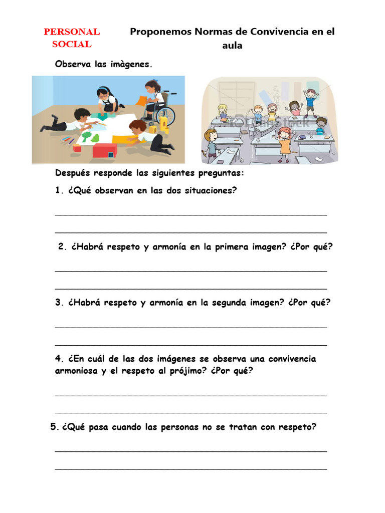 Normas de Convivencia en el Aula | PDF | Salón de clases | Psicología ...