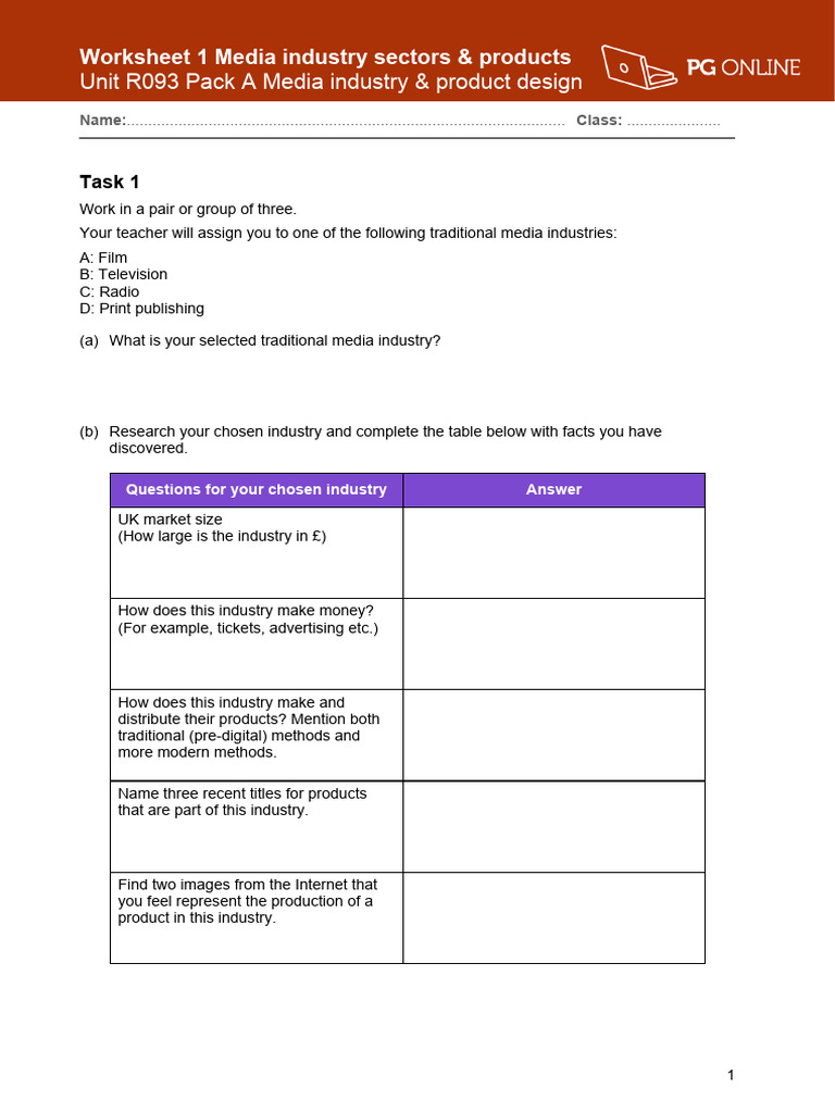 Unit R093 Pack A Media Industry & Product Design | PDF | Mass Media ...
