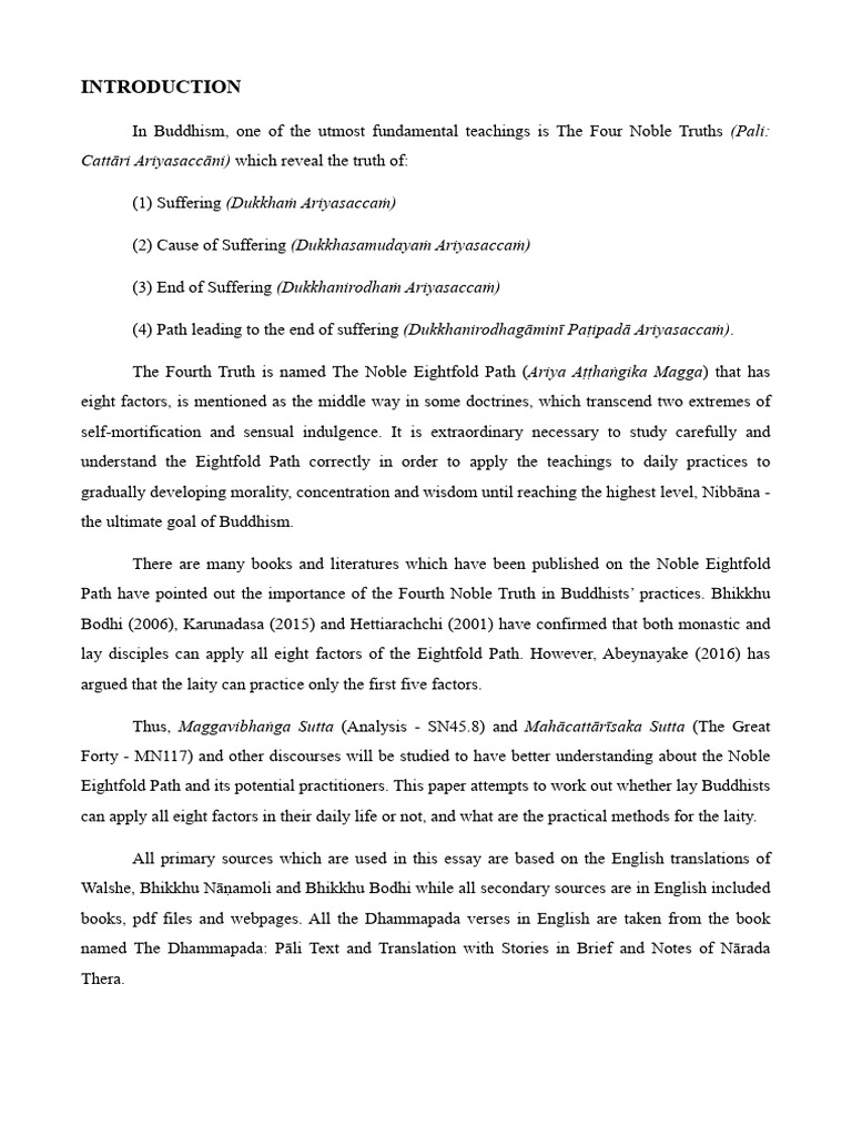 Lay Buddhists Application Of The Noble Eightfold Path Pdf Noble