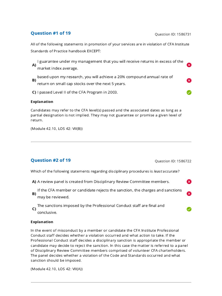Reading 42.7 Standards of Professional Conduct Guidance For Standards ...