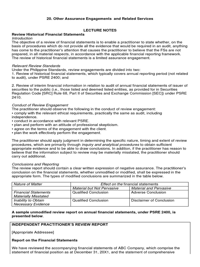 Review of Financial Statements Guidelines | PDF | Audit | Financial Audit