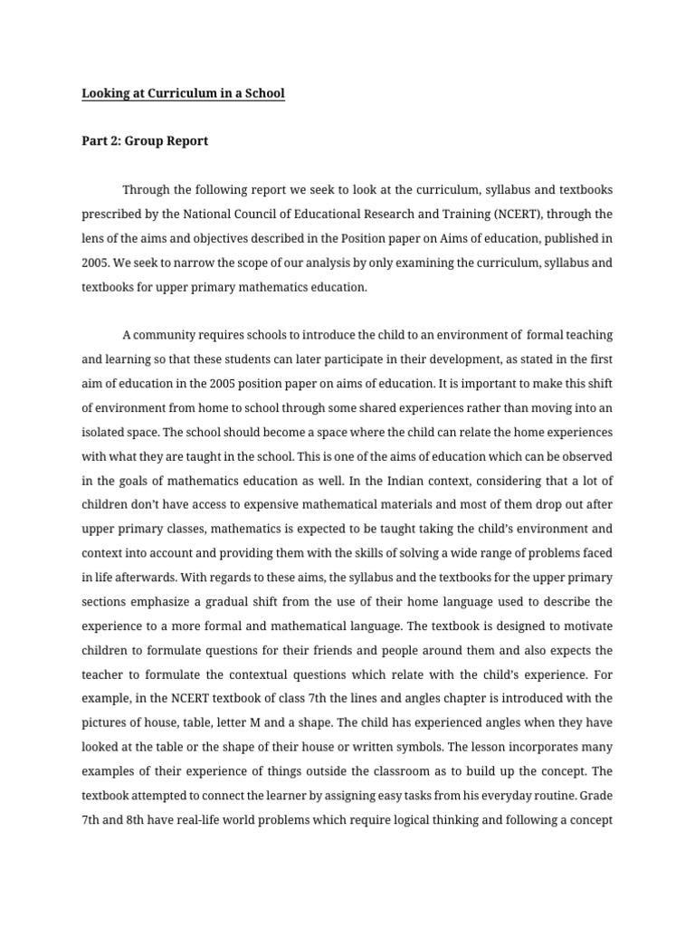 B.Ed Assignment On School Curriculum | PDF | Thought | Mathematics
