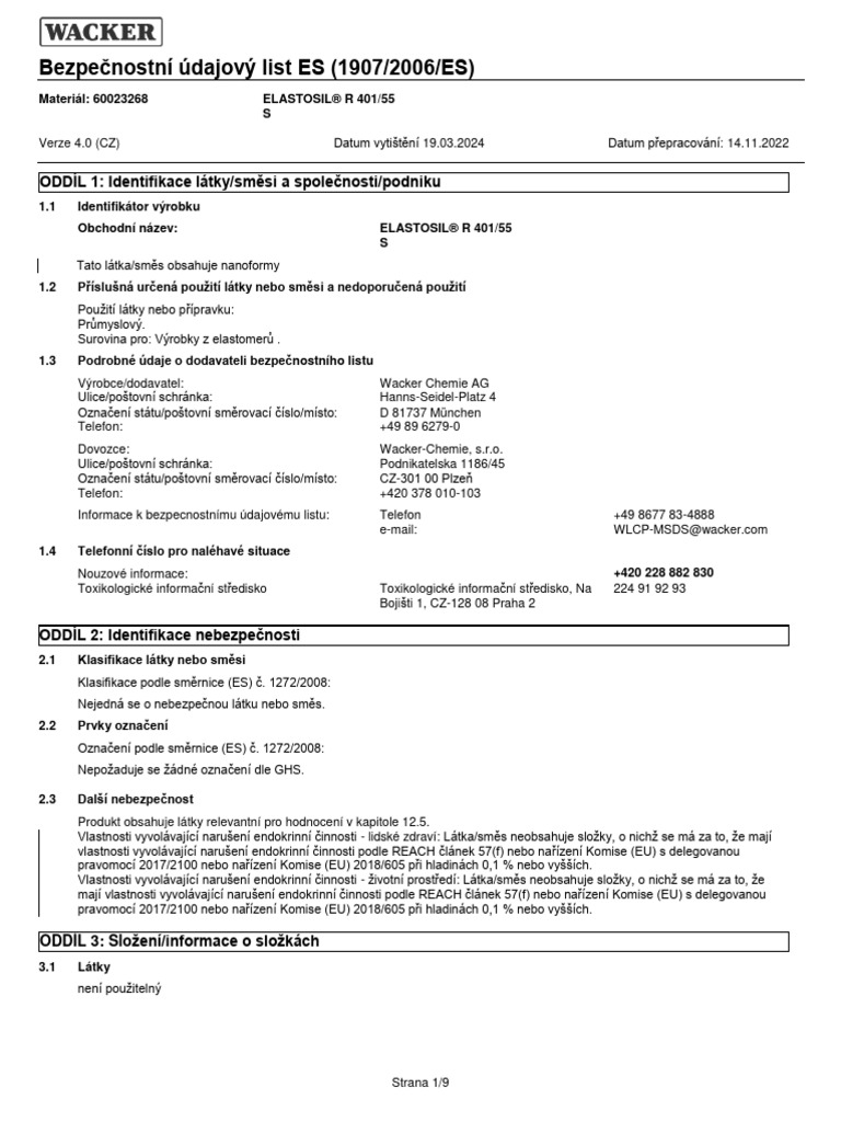 CZ Wacker Sds 40155 | PDF