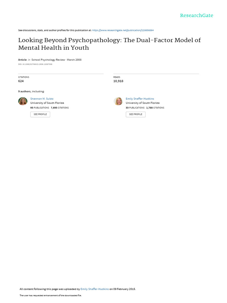 Looking Beyond Psychopathology The Dual-Factor Mod | PDF | Mental ...