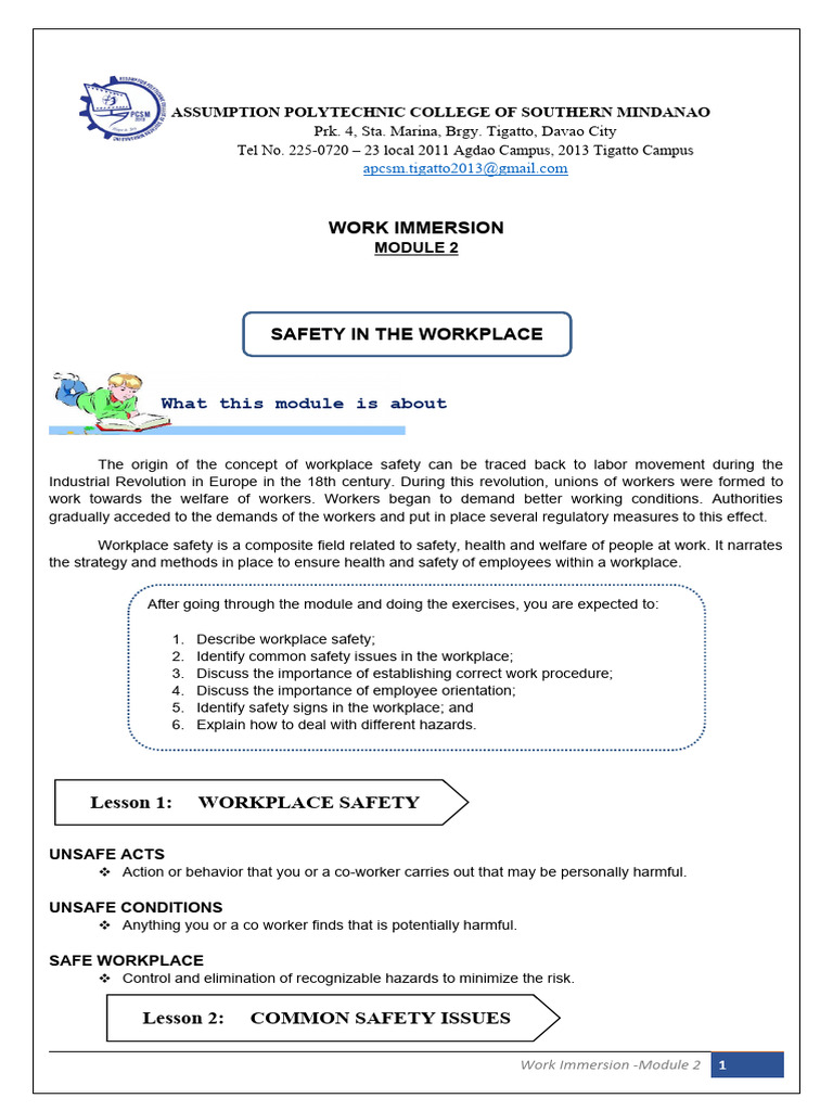 Work Immersion Module 1 4