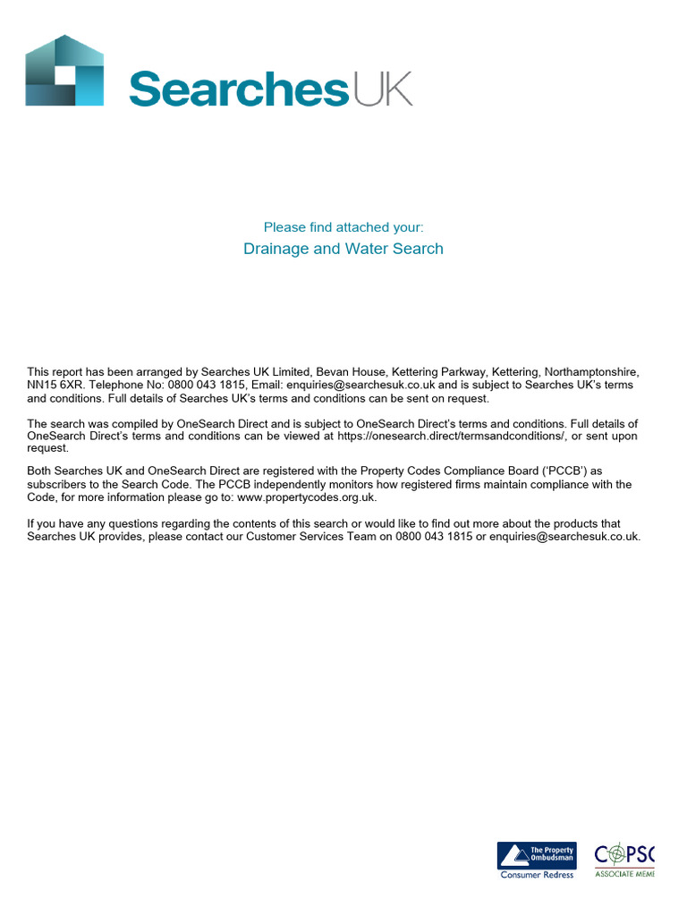Thames Water Drainage Search Report | PDF | Drainage