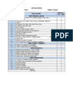 Lista de Cotejo 3, 4 y 5 Años