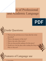 Aspects of Professional and Academic Language