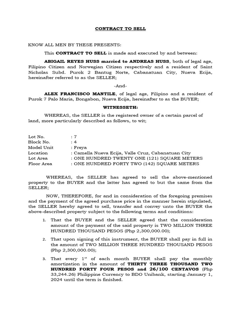 Contaract to sell pdf private law common law