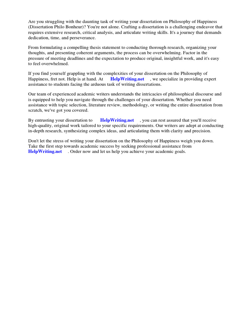 Dissertation Philo Bonheur Pdf Scribd Thesis