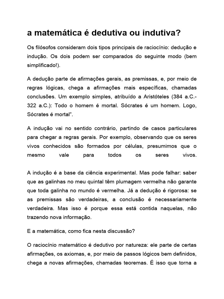 Lógica Dedutiva, Argumentativa e Quantitativa | PDF