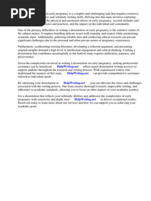 Early Pregnancy Dissertation