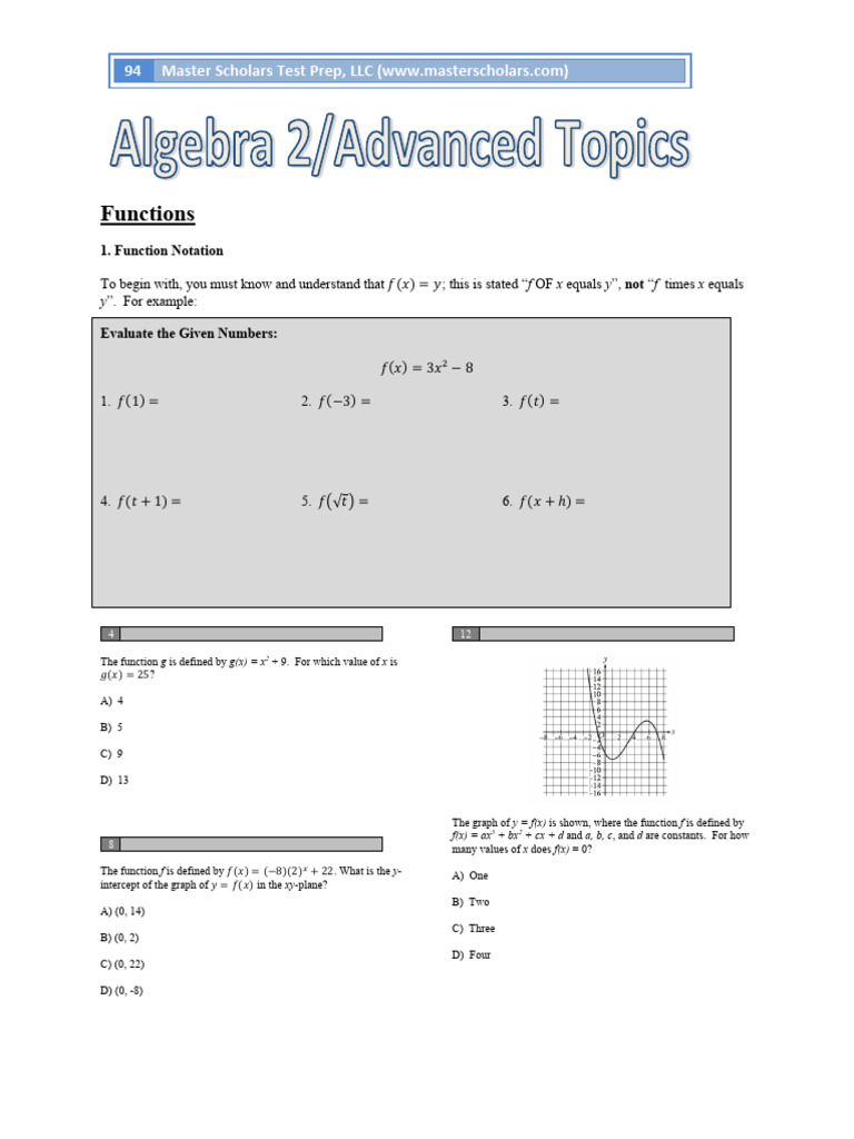 Algebra 2 Functions Worksheet Guide | PDF | Quadratic Equation | Polynomial