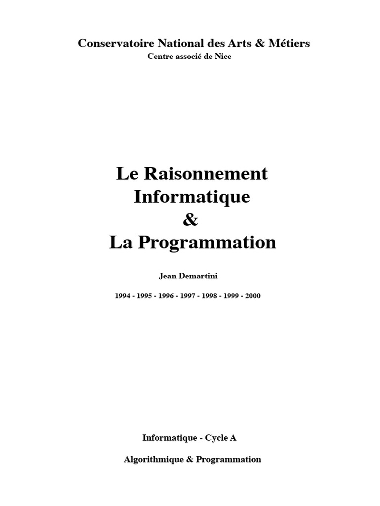 Programmation et Algorithmique | PDF | Informatique | Programmation ...