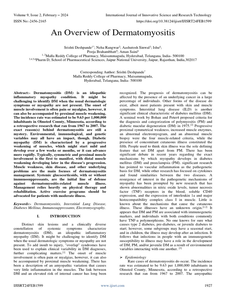 Overview of Dermatomyositis Insights | PDF | Medicine | Diseases And ...