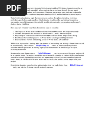 Water Birth Dissertation Ideas