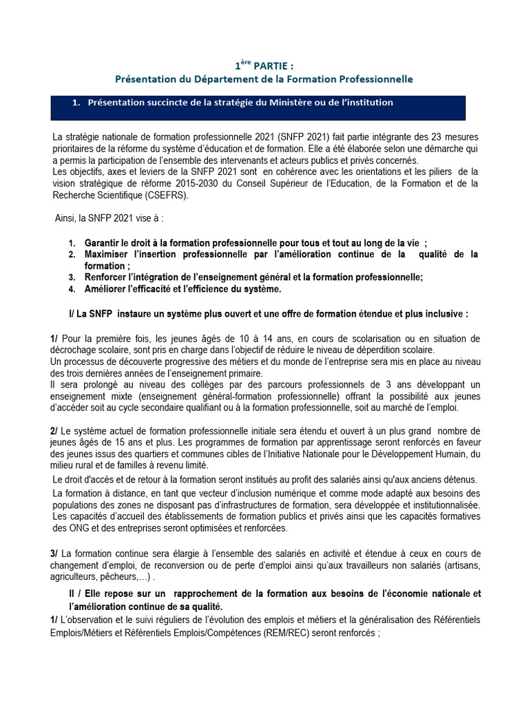Stratégie de Formation Professionnelle 2021 | PDF | Petite ou moyenne ...
