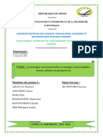 Theme:: THEME: Les Énergies Conventionnelles Et Énergies Renouvelables: Atouts, Défauts Et Perspectives