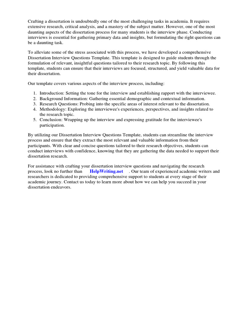 Dissertation Interview Questions Template | Download Free PDF ...