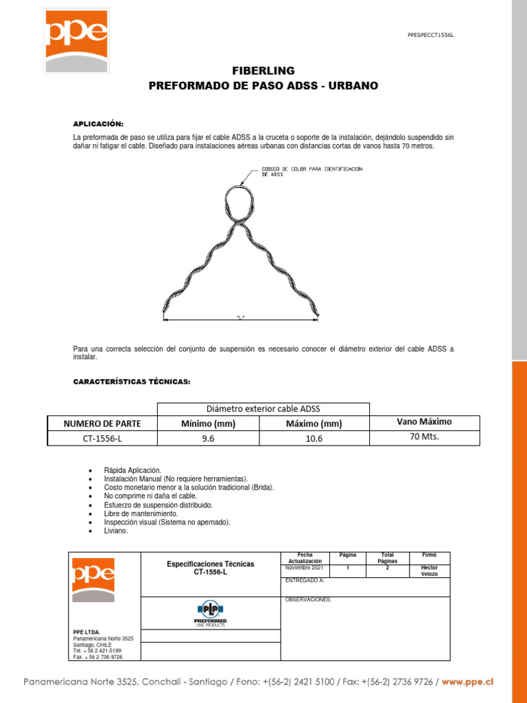 Especificaciones de Preformado ADSS | PDF
