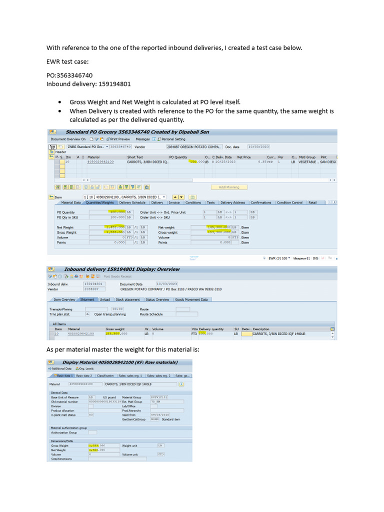 Analysis On Gross Weight | PDF | Business | Finance & Money Management