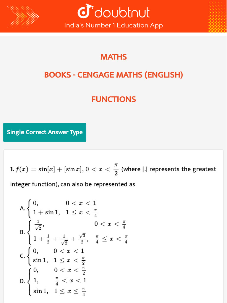 788 Books Doubtnut Question Bank Download Free PDF Function